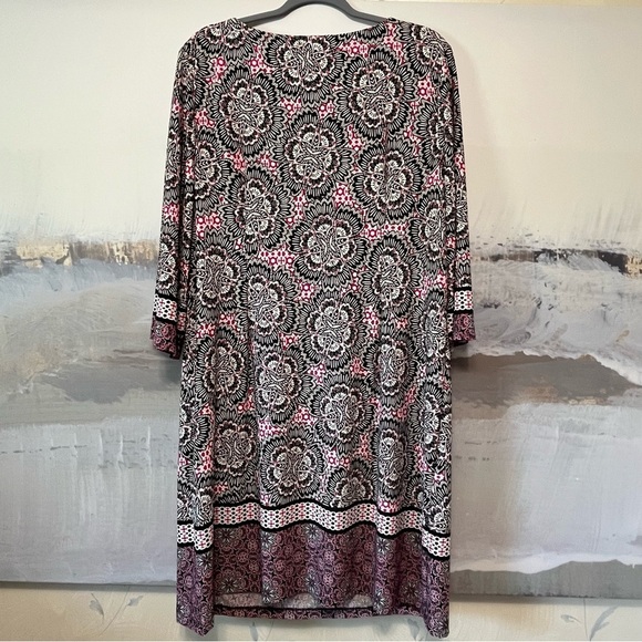 CHICO'S Shift Dress 3 Womens US 16/18 BOHO Paisley Indie‎ Abstract Purple Black - Picture 9 of 12